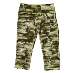 Zella activewear lime green and black striped cropped leggings Size Small